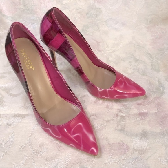 Kayleen by Los Angeles Pink Multi Man Made Patent High Heel Pumps size 9 - Picture 1 of 14
